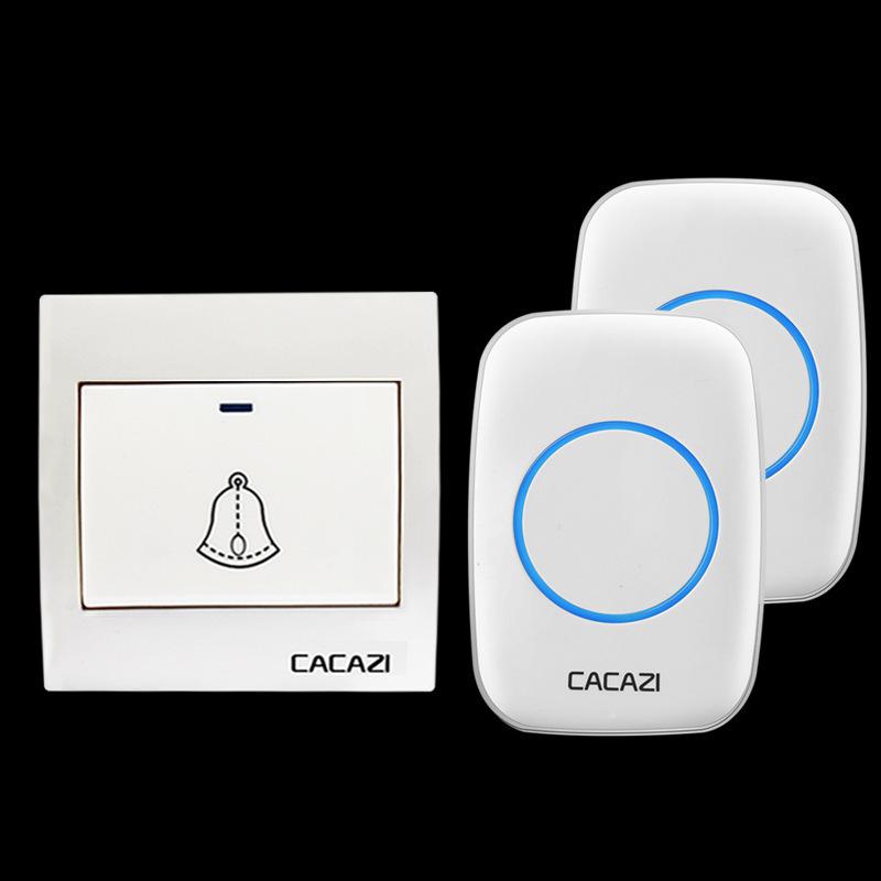 Wireless Battery-Operated Doorbell with Large Button and Two Receivers