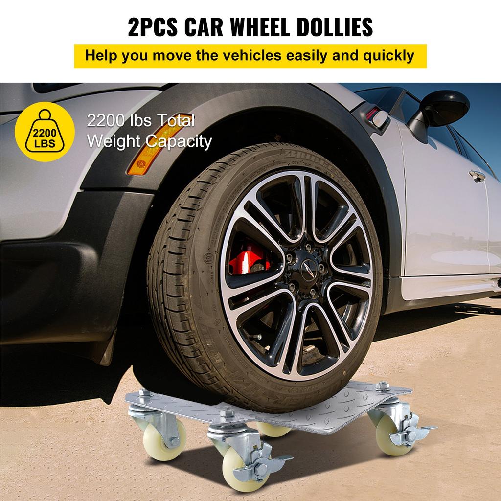 VEVOR Vehicle Positioning Wheel Dollies - 680Kg Per Dolly 2Pcs Tire Car Wheel Dollies Car Skate Dolly Van Positioning Garage Jack