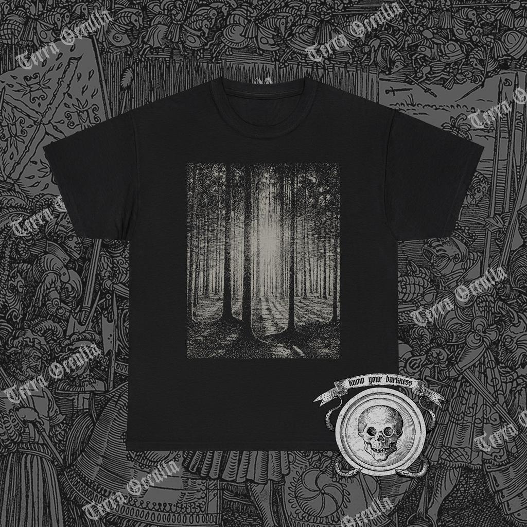 Sun Shining Through Trees Shirt, Dark Forest, Nature Lover, Pagan