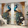2 Pcs Elegant Peacock & Floral Polyester Curtains – Artistic Design   Multiple Sizes for Bedroom Living Room Office Decor