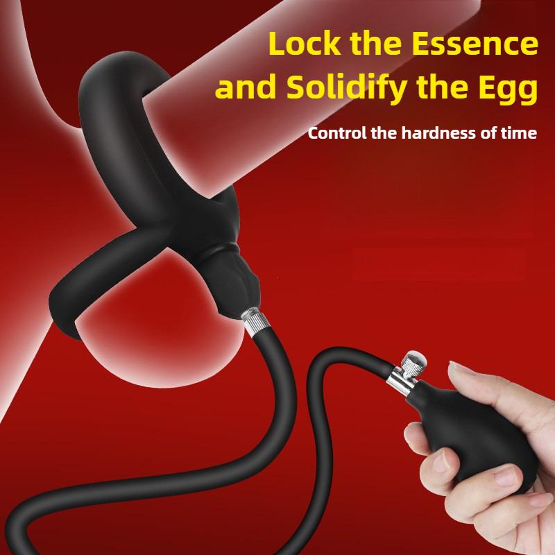 Inflatable Ejaculation Delay Penis Ring Liquid Silicone Erection Enhancing Cock Ring Flirting Training Male Masturbator Sex Toys