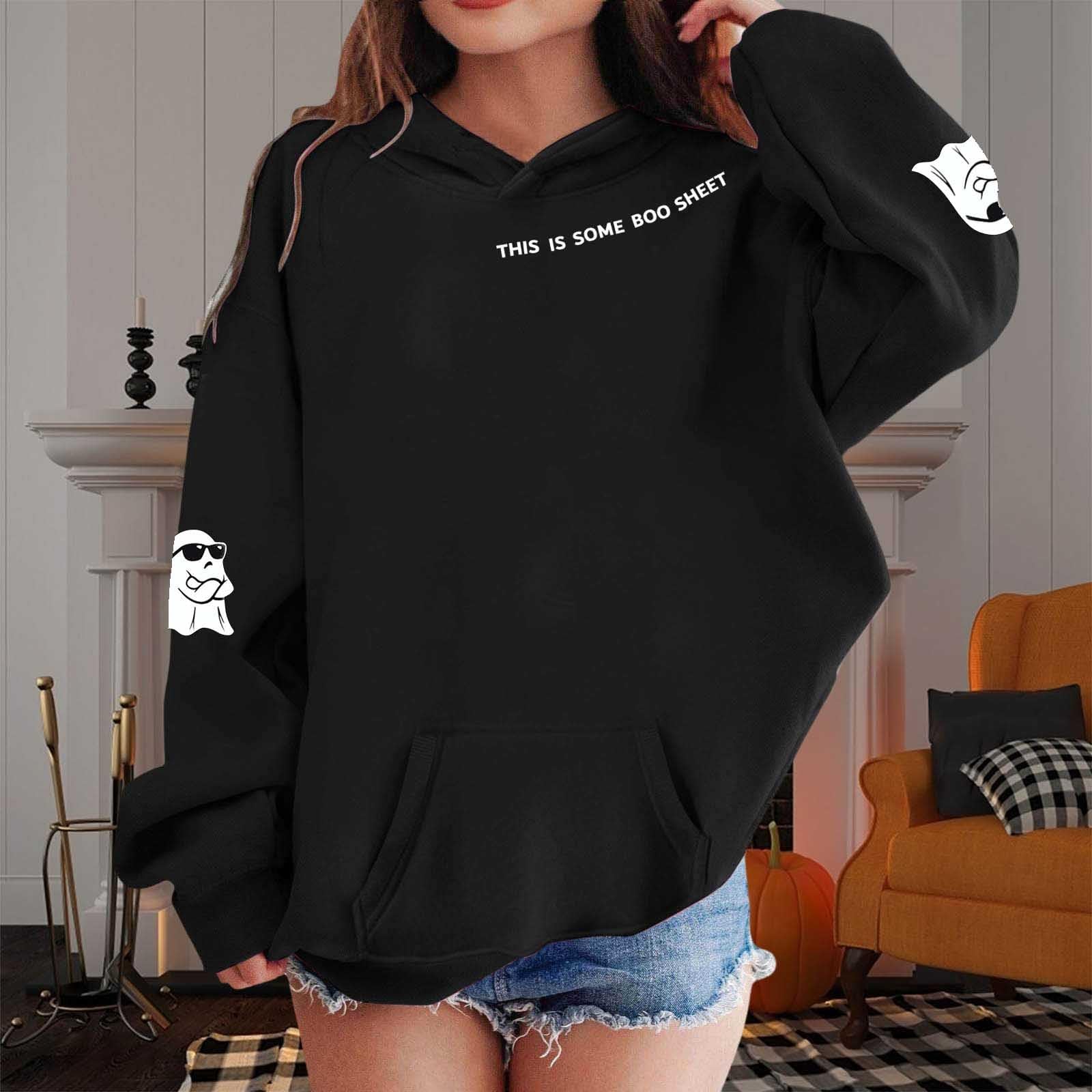 

Детские свободные толстовки с длинным рукавом, блузки, повседневные модные однотонные пуловеры с капюшоном, толстовки с карманом 110 чёрный