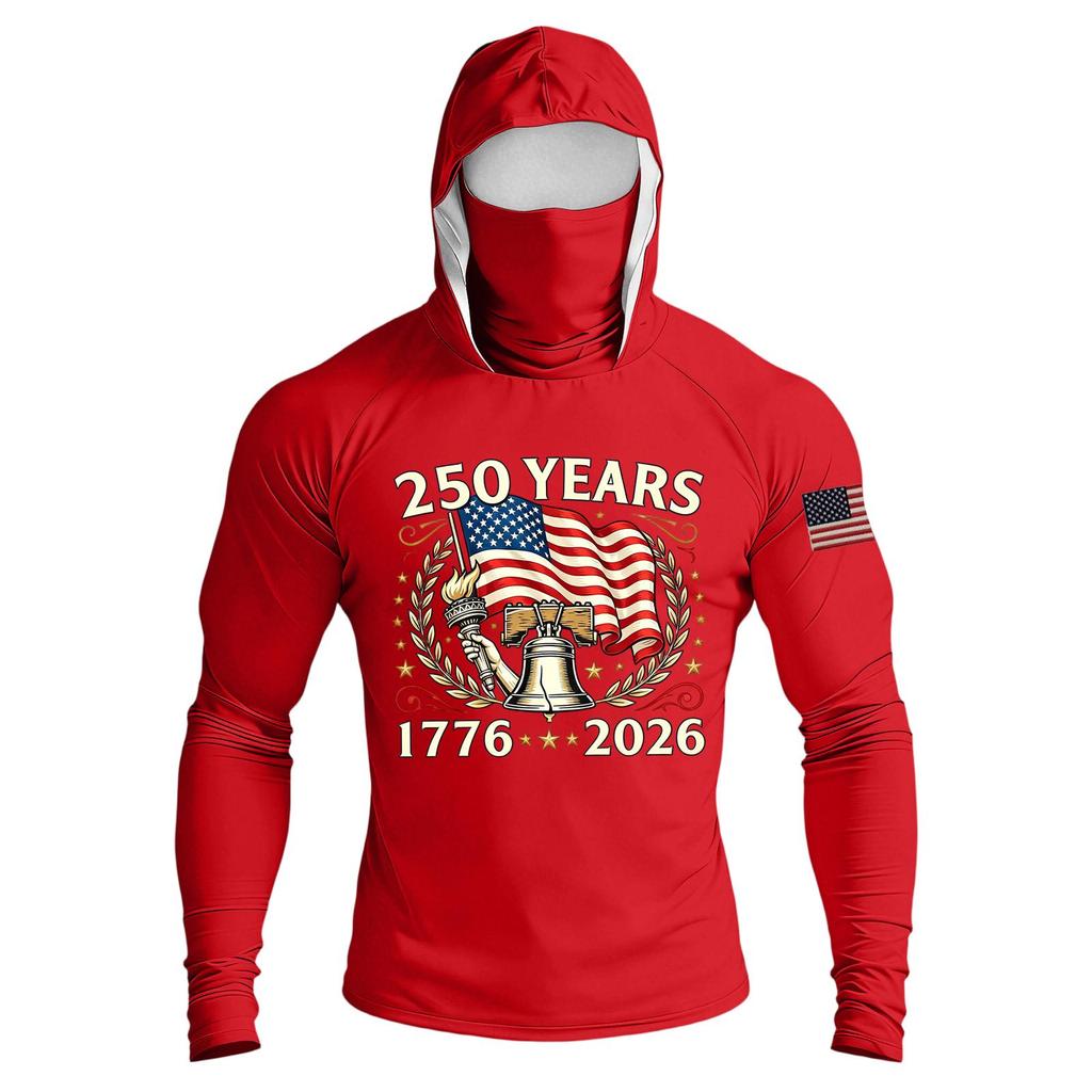 Men's Casual Raglan Sleeve Hooded Long Sleeve Sun Protection Shirt Lightweight Breathable Outdoor Sports Top with Face Cover and Thumb Holes