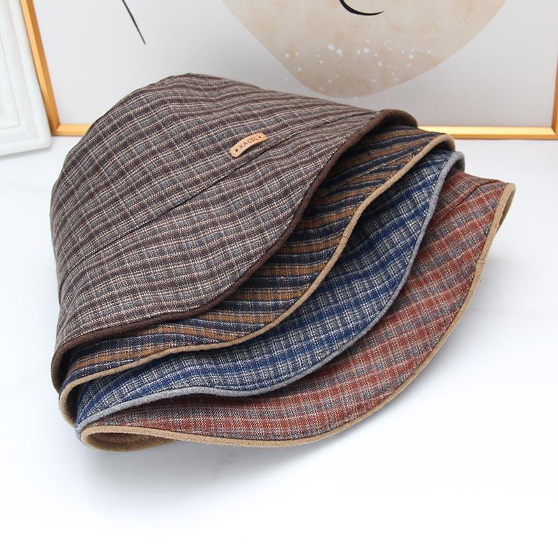 Bucket hat Korea new plaid gradual change ins bucket hat women's early autumn niche design basin hat