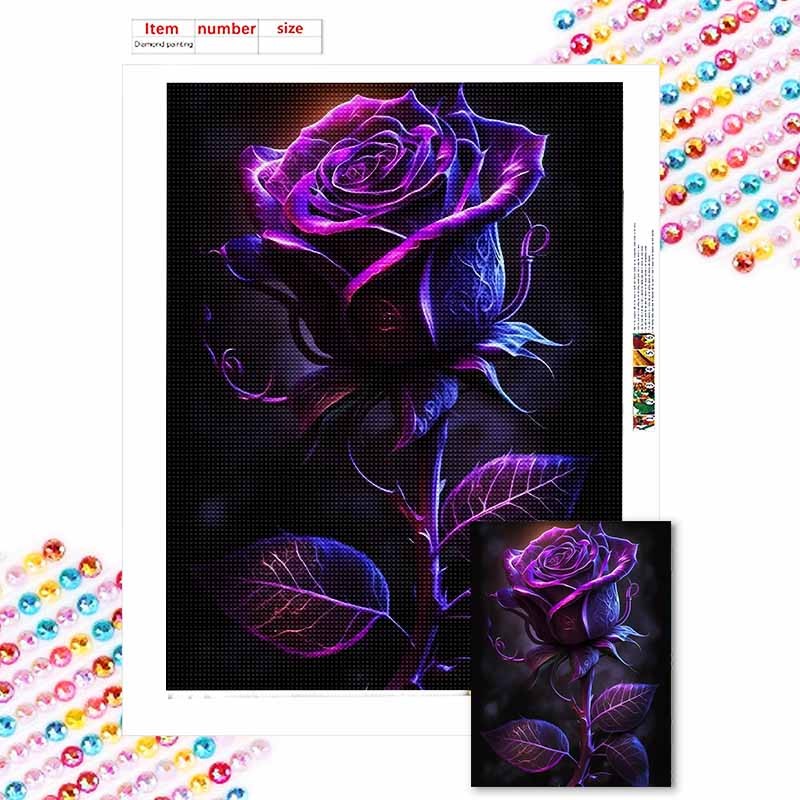 New Arrival 5D DIY Full Circle Diamond Painting "Purple Rose" Embroidery Cross Stitch Home Decor Gift