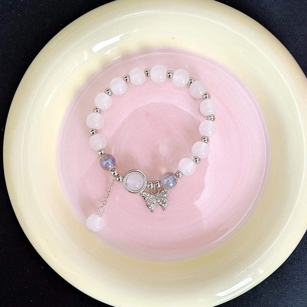 Butterfly Anti-opal Bracelet Ins Design Sea Sapphire Blue Beaded Bracelet for Girlfriend Girlfriend Couple