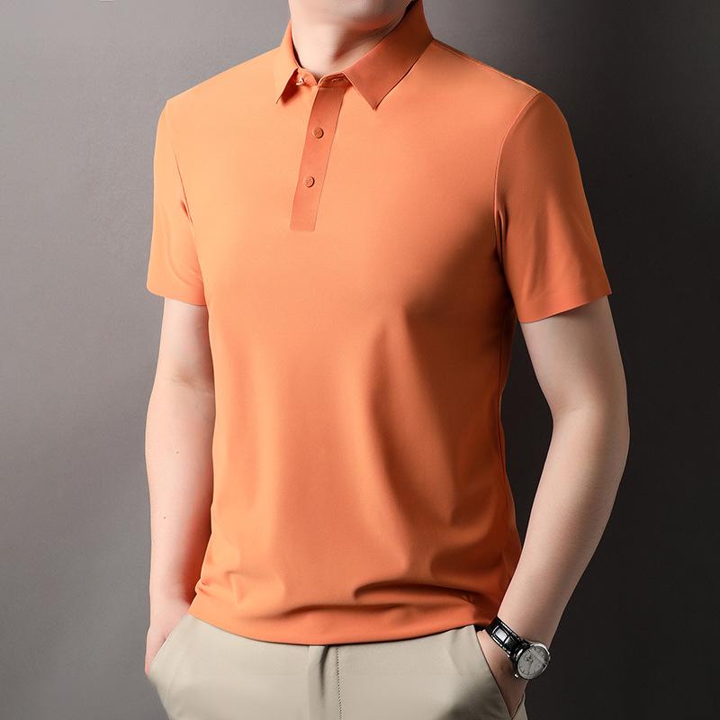 Men's Short-sleeved T-shirt Summer New Solid Color Polo Shirt for Young and Middle-aged People Jinami Seamless T-shirt