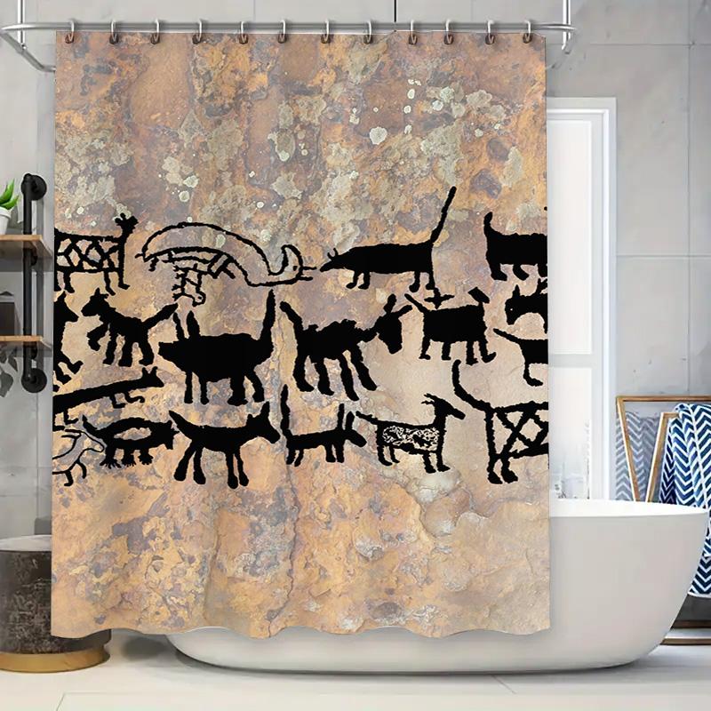 

Luxurious Animal Print Shower Curtain Black Silhouette Design For Bathroom Decoration Heavy Duty Fabric Waterproof Bath Liner Se W60H190(CM)-1 Pcs
