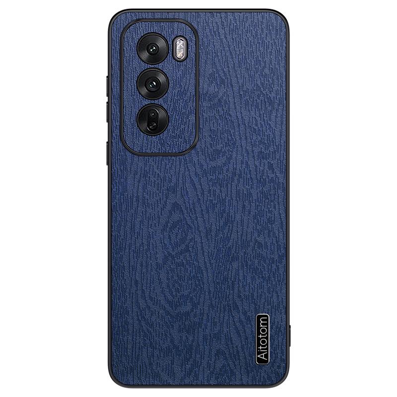 For Oppo Reno12 Pro 5G (Global) Case Wood Texture PU Leather Coating Hybrid Phone Cover