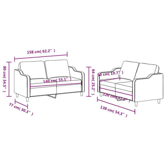 VidaXL Sofa Set with 2 Pcs Cushions, Sofas with Armrests and Backrest, Furniture Set, Living Room Furniture, 3201807