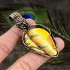 Natural Yellow Dendritic, Moonstone Gemstone Copper Wire Wrap Pendant 2.76" G6I39