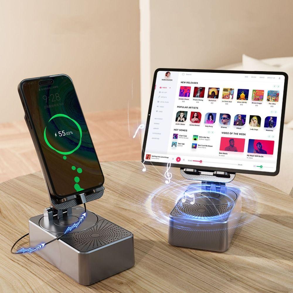 Foldable 3 In 1 Phone Bracket Non-slip Wireless Speaker Phone Holder  Watching TV Phone Support