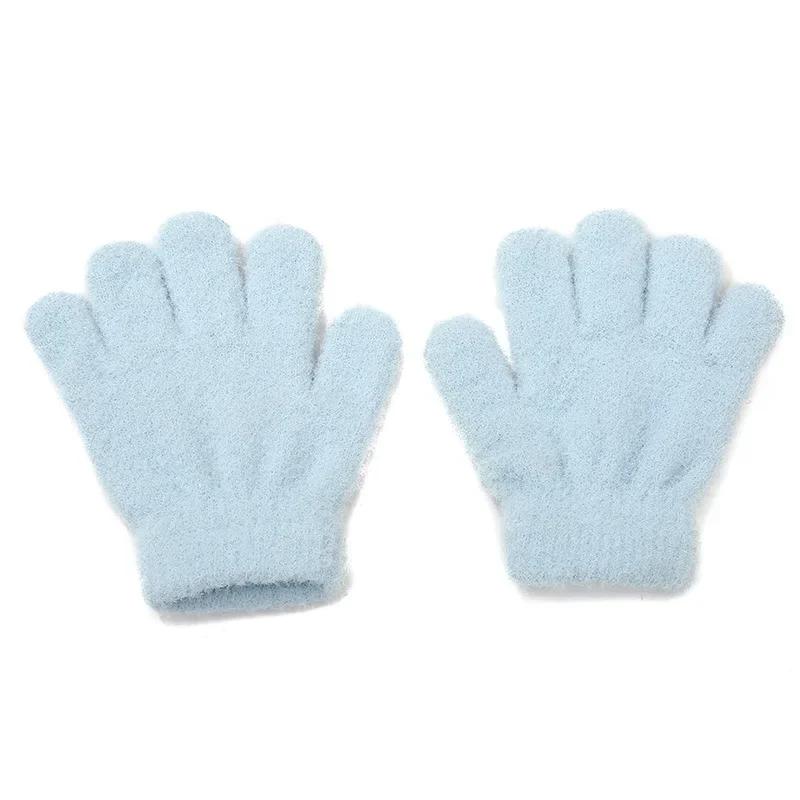 1 Paar warme, pelzige Handschuhe für junge Kinder, sportliche Einfachheit, einfarbig, geteilte Handschuhe für Kleinkinder, warme Outdoor-Handschuhe für Herbst und Winter