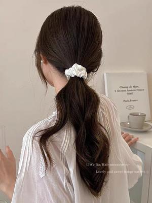 4ks/sada Módní Jednobarevná Jednoduchá Třpytivá Gumička do Vlasů pro Ženy Vlasové Doplňky