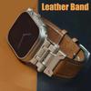 Luxury Leather Band for Apple Watch Ultra 2 49mm Men Watchband Strap Correa Bracelet for IWatch 10 46mm 9 7 8 6 5 4 Se 45mm 44mm