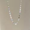Color Beaded Love Flower Zircon Necklace Female Sweet Cool Hot Girl Wind Collarbone Chain Niche Design Accessories
