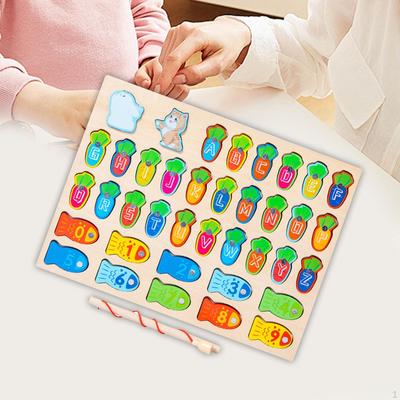 Magnetisches Alphabet-Zahlen-Angelspiel mit Angelrute, Holzspielzeug als Weihnachtsgeschenk