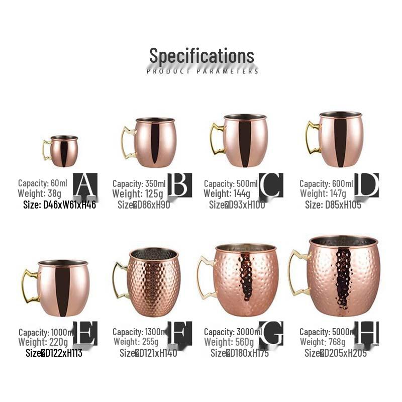 Stainless Steel Moscow Mule Cocktail Set – Hammered Design Bar Glassware