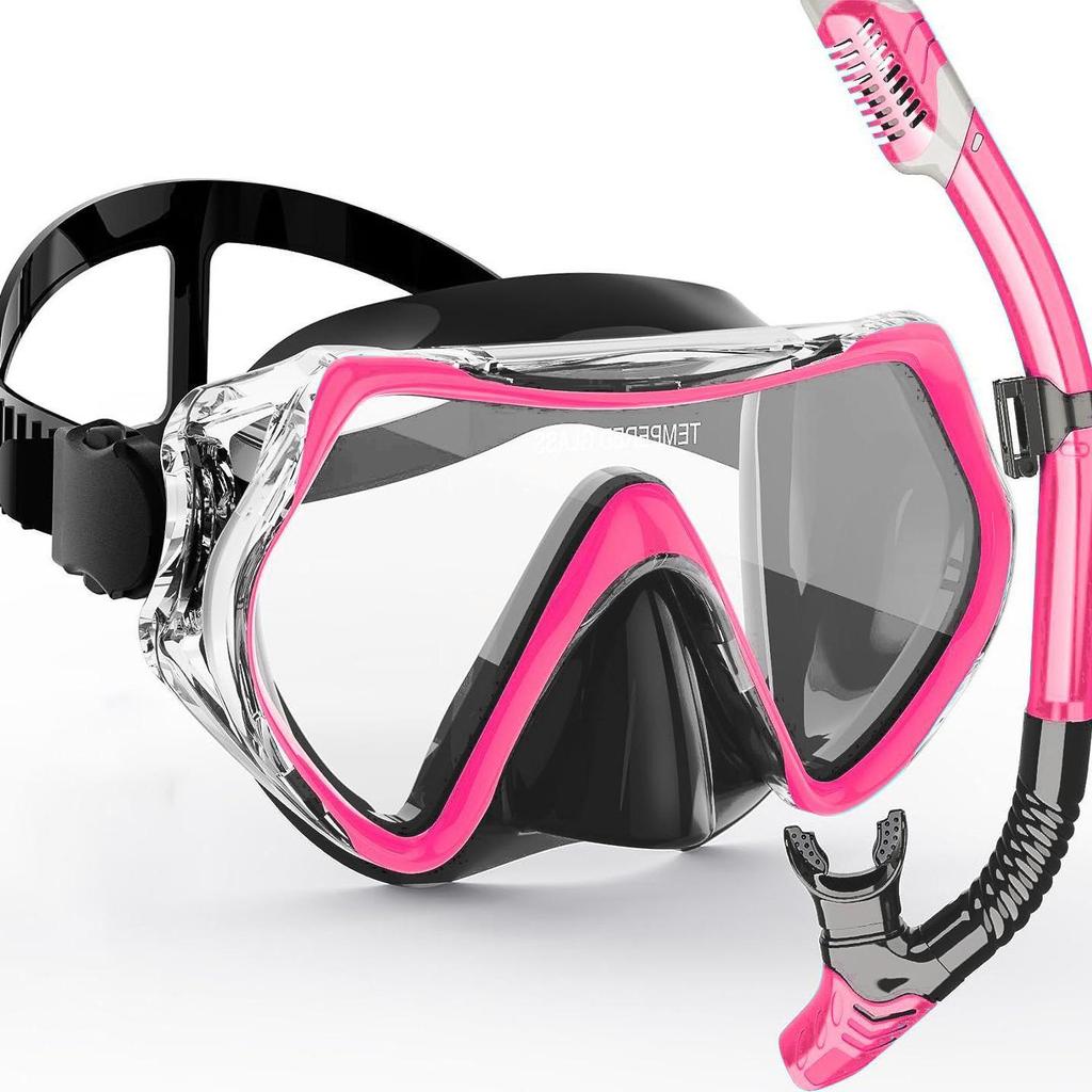 Schnorchelausrüstung für Erwachsene: Volltrockenschnorchel, Anti-Beschlag Tauchmaske aus gehärtetem Glas für Männer & Frauen