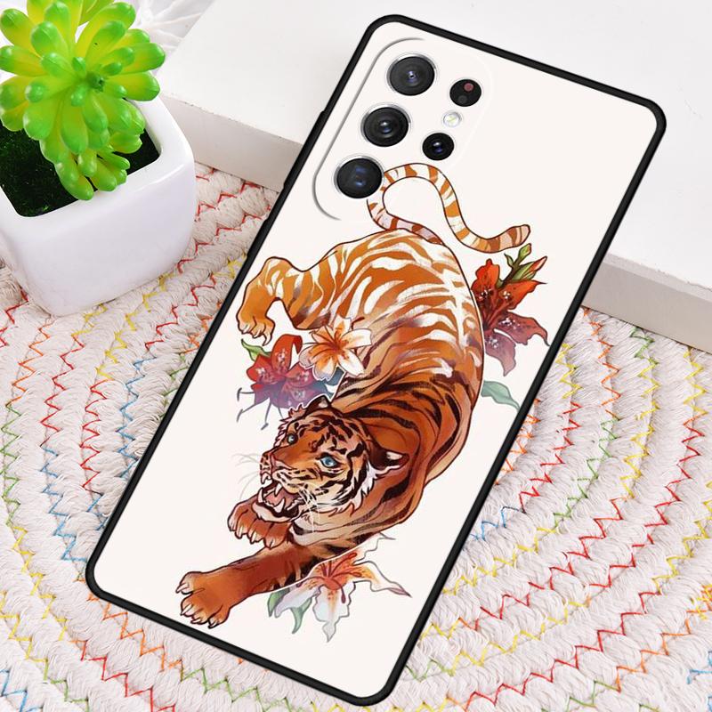 Tiger Sketch Art TPU Phone Case For Samsung Galaxy note 10 pro S26 S25 S24 S23 S22 Ultra Plus S21 FE S20 Shockproof Cover