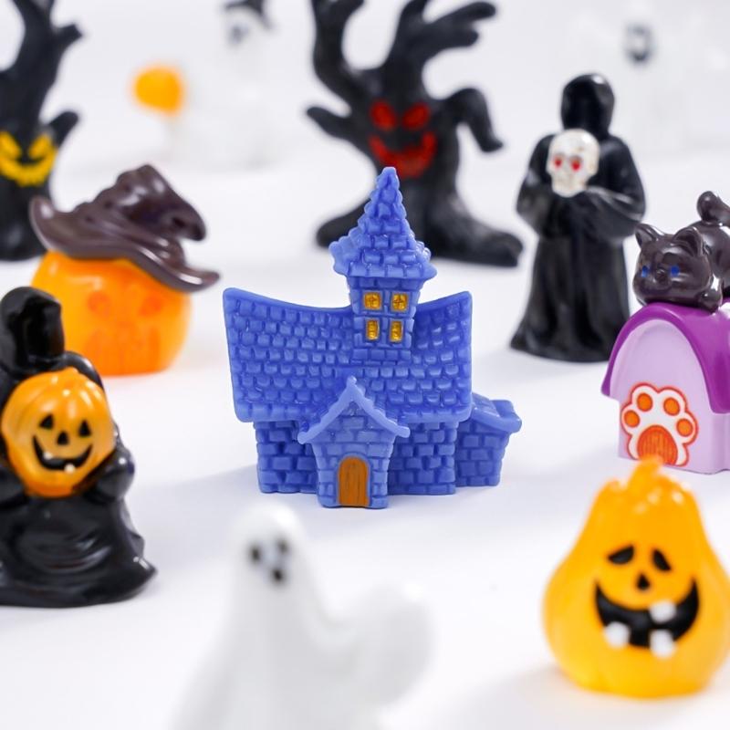 13PCS Halloween Figurine  Landscape Desktop Decoration Set Miniature  Ornament Resin Crafts For Party Home