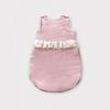 Insulated muslin sleeping bag for babies (powder pink with ruffles)