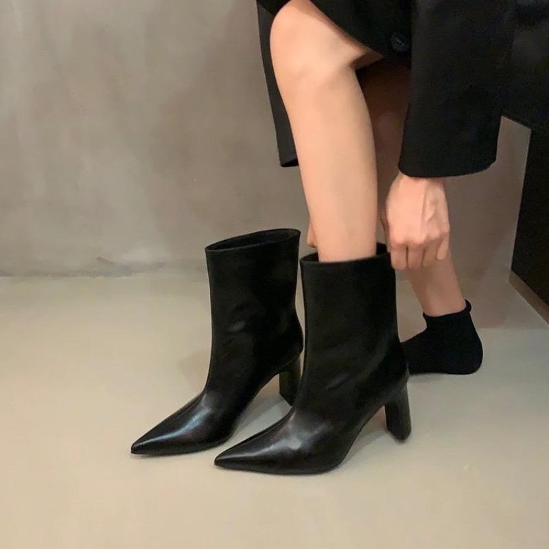 

New Style Women s Black Winter Zipper Warm Plush Ankle Boots Women Square Heel Zip Lady Footwear Shoes Super Big Size 40 чёрный