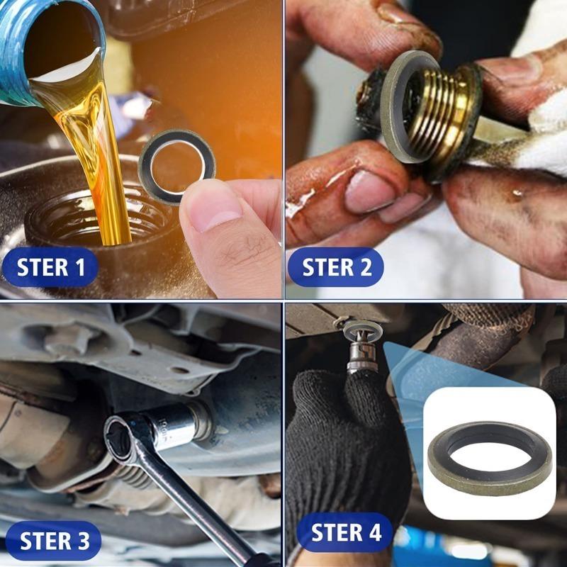 200/100pcs Car Oil Pan Drain Gasket Drainage Bolt Pad Rubber Oil Drain Plug Gasket Replaceable Seal Set M6 M8 M10 M12 M14 M16