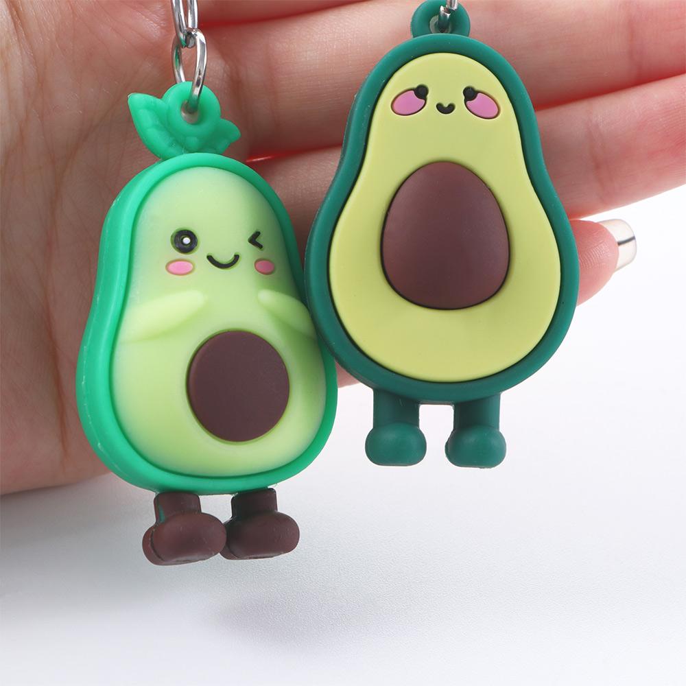 Bag Pendant Couple Key Rings Jewelry 3D Keychain Smiling Avocado Simulated Fruit Avocado Keychain