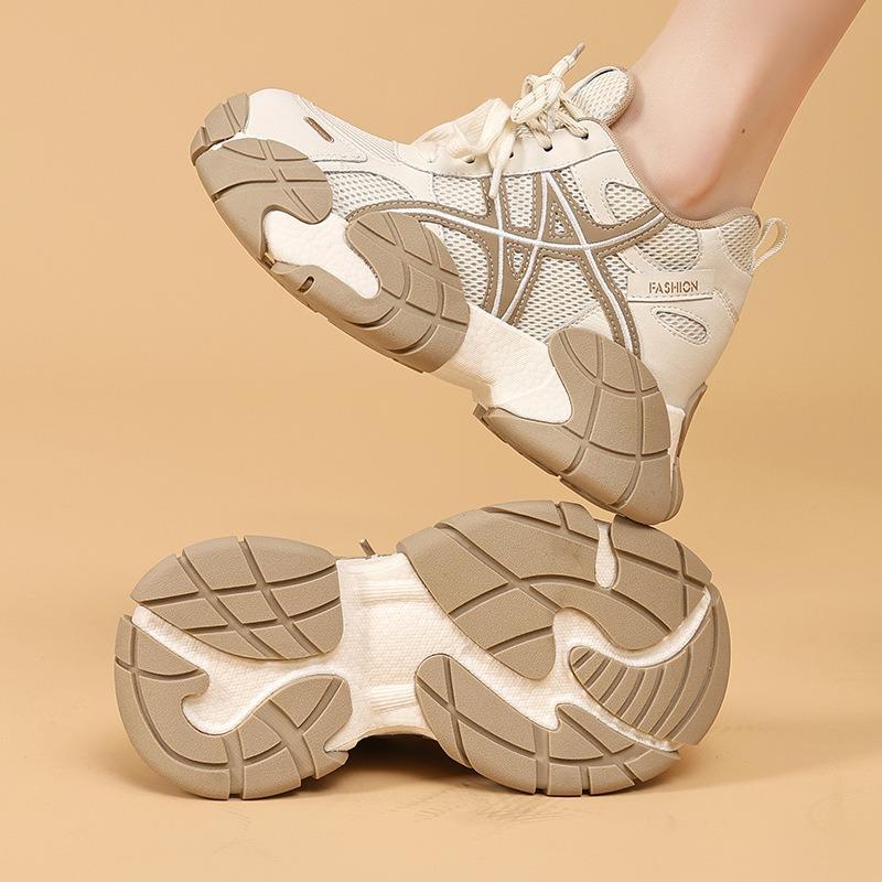 Autumn new mesh breathable casual shoes small height increase women's shoes retro platform shoes women's