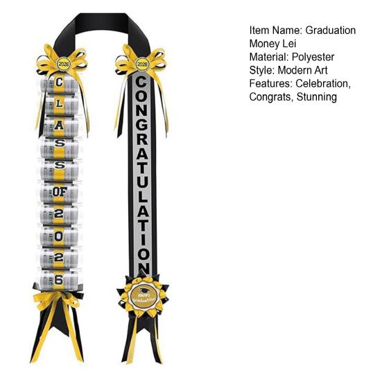 2026 Graduation Money Lei with 11 Cash Holder Double Braided Grad Ribbon Leis Graduation Gifts for Class of 2026 High School College Party Supplies