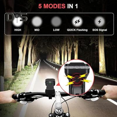 2Pcs Bicycle Light USB Rechargeable Power Display Super Bright Lightweight Adjustable Night Riding Road Mountain Bike Horn Headlight 12 LED Tail Lamp