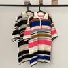 Men's Summer 2023 Retro Striped Hollow Knit Short Sleeve Polo Shirt