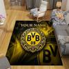 Custom Name,Borussia Dortmund Home Sofa Decoration for Living Room & Bedroom, Non‑Slip Play Flannel Floor Mat for Game Room