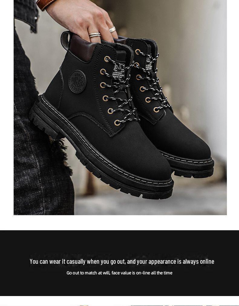 Men's Autumn High-Top Martin Boots, British Style, All-Match Thick-Soled Trendy Korean Short Boots