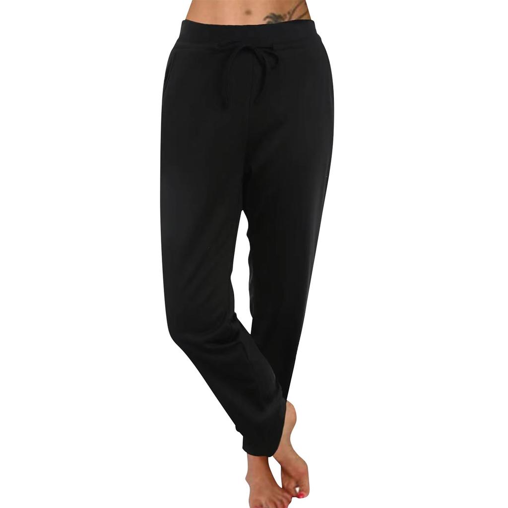 Women's Solid Color Casual Pants High Waist Drawstring Sweatpants With Pockets