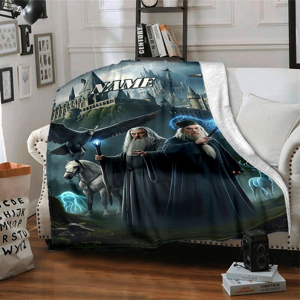 Custom Name Hogwarts Crest blanket for Couch & Bed, Plush Cozy Fuzzy Blanket Super Soft & Warm Blankets for Fall and Winter. 0908115