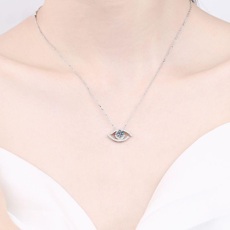 S925 Sterling Silver Devil's Eye Moissanite Pendant Necklace D Color 0.5CT Lab Diamond Women Fashion Necklace Fine Jewelry