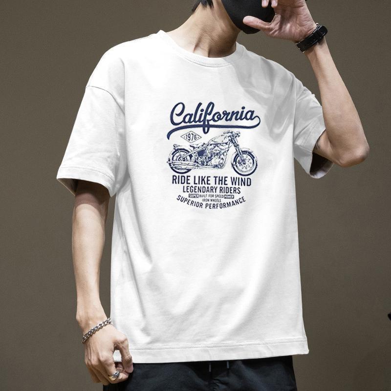 Retro Short Sleeved T-shirt for Men's Summer Fashion Brand Pure Cotton T-shirt with Fashionable Pattern