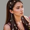 1pc Fashion Butterfly Hair Accessories Romantic Crystal Pearl Tiara Hairbands for Women Long Tassel Chain Headwear Headwear