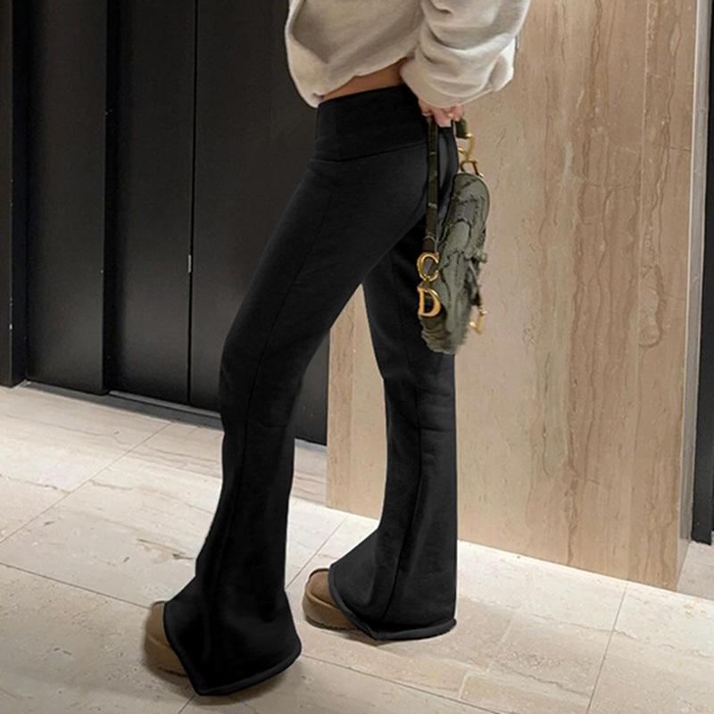 Slim Low Waist Casual Sweatpants For Women Solid Simple Basic Flared Pants Sports Jogging Trousers