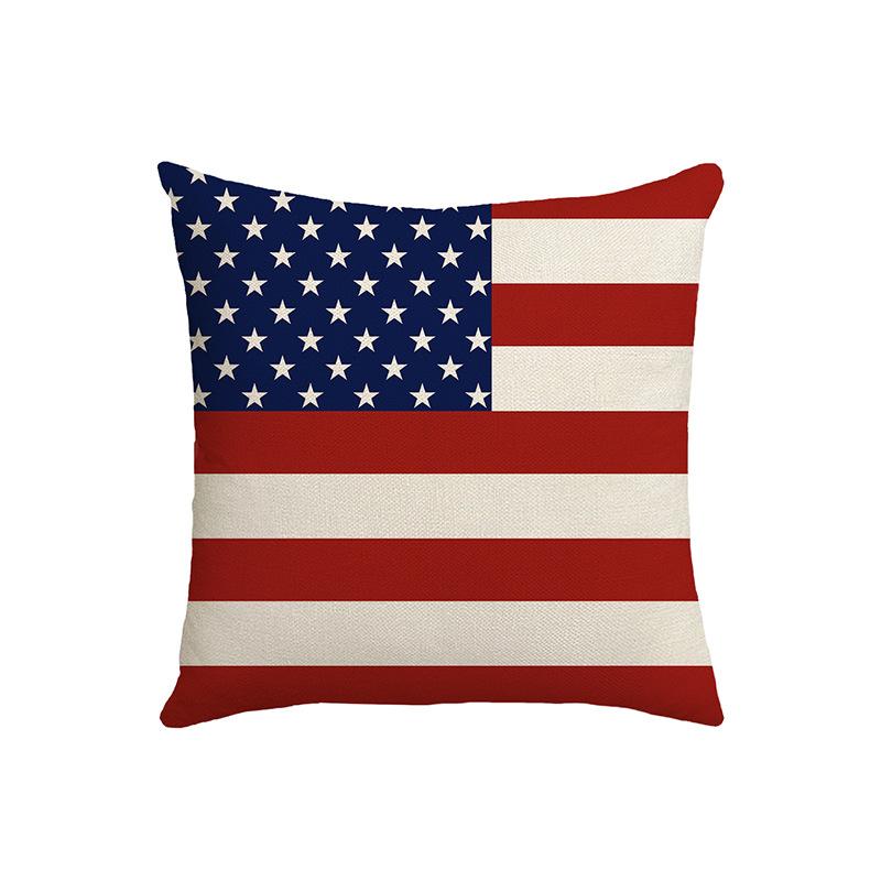 New Home American Flag Letter Print Sofa Office Linen Pillow Cover Cushion Cover