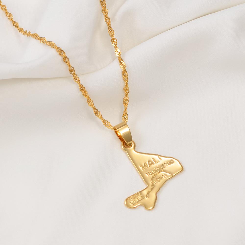 Anniyo Mali Map Pendant Necklaces Jewelry for Women Girls #300510 45cm or 17.7 Inches