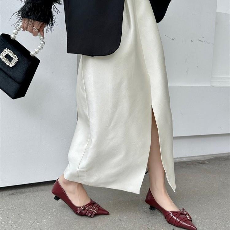 

Женская обувь, модные туфли с острым носком на низком каблуке, брендовые туфли с пряжкой на ремне, элегантные туфли-лодочки для вечернего платья 41 вино красного