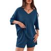 2026 Xun New Women's Two-piece Loose V-neck Half-sleeved Top Shorts Casual Suit