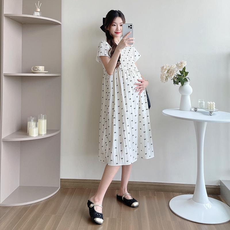 

New Summer Maternity Dress: Loose Plus Size Short Sleeve Skirt in Fresh Style 2XL