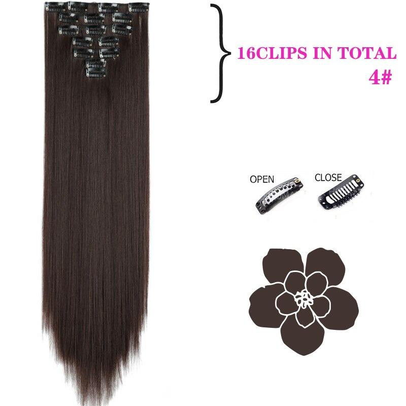 MISSQUEEN Long Straight Clip In Hair Extensions Synthetic Hair Synthetic Clips In Hair Extensions Heat Resistant 7Pcs/set 16Clips