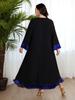 Plus Size Royal Blue Sequin Patchwork Tassel Cuff Islamic Style Long Dress