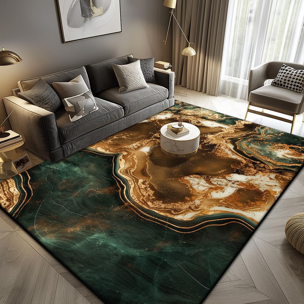 Luxury Marble Large Rugs for Living Room Decoration Sofa Black Gold Abstract Carpet Lounge Coffee Tables Soft Floor Mat Non-slip