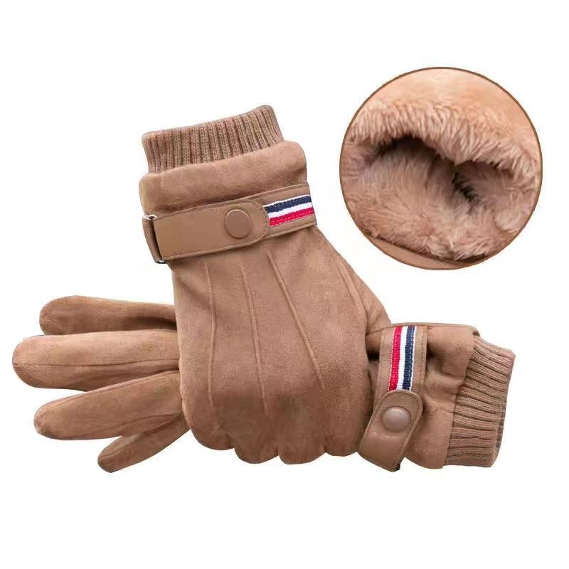 Cycling Warm Gloves Men's Winter Velvet Thickened Cold-proof Outdoor Riding Motorcycle Touch Screen Suede Riding Windproof